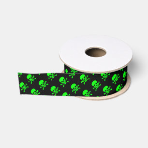 Green Skull und Crossbones Muster Ripsband