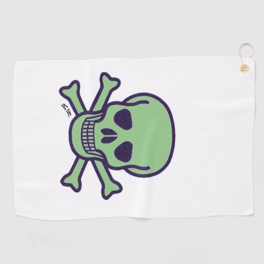 Green Skull White Golf Handtuch (Horizontal)