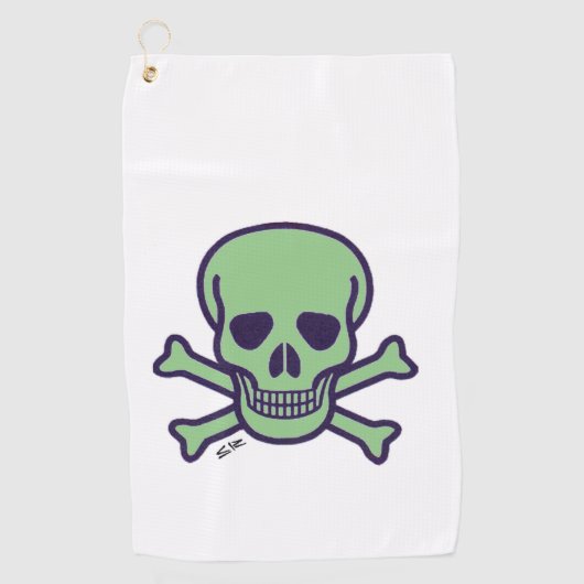 Green Skull White Golf Handtuch (Vorderseite)