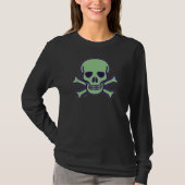 Green Skull Women Schwarz Langärmel T - Shirt (Vorderseite)