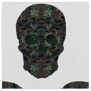 Green Skulls Art Polyester Poplin Fabric Stoff