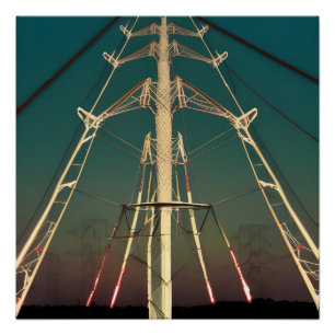 Green Sky Pylons Poster