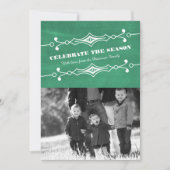 Green Slanted Chalkboard Holiday Foto Flat Card Einladung (Vorderseite)