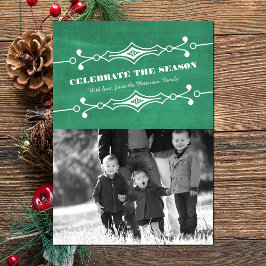 Green Slanted Chalkboard Holiday Foto Flat Card Einladung