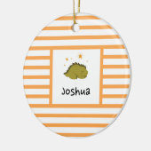 Green Sleepy Baby Dino | Orange Stripe Modern Keramik Ornament (Links)