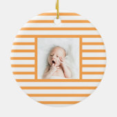 Green Sleepy Baby Dino | Orange Stripe Modern Keramik Ornament (Hinten)
