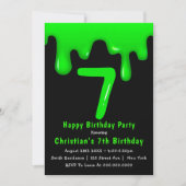 Green Slime 7. Geburtstag Einladungen (Vorderseite)