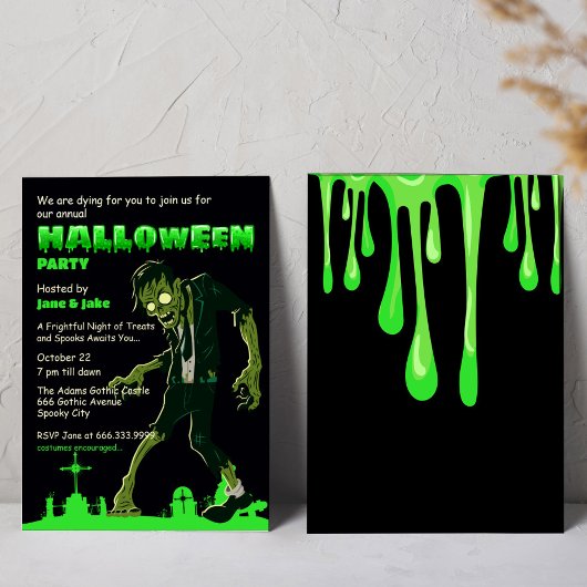 Green Slime Friedhof Zombie Halloween Adult Party Einladung