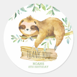 Green Sloth Birthday Baby Dusche Danke Runder Aufkleber