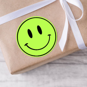 Green Smiley One Happy Typ/Gal Birthday Stickers