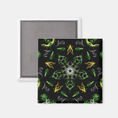 Green Smoke Mandala Design Magnet (Vorderseite/Rückseite)