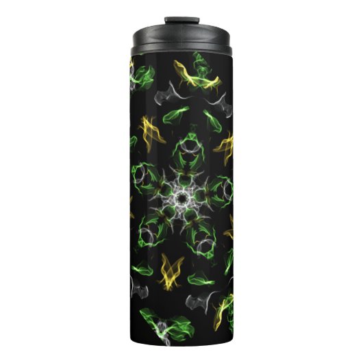 Green Smoke Mandala Design Thermosbecher (Vorderseite)
