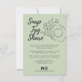 Green Snap Tag Share Small Business Thank You Card Dankeskarte