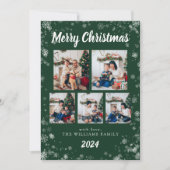 Green Snow Flake Holiday Card Feiertagskarte (Vorderseite)