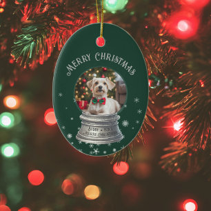 Green Snow Globe Snowflake Foto Keramik Ornament