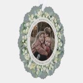 Green Snowberry+Eucalyptus Christmas Wreath Photo Ornament Karte (Rechts)