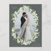 Green Snowberry+Eucalyptus Wedding Danke Foto Postkarte (Vorderseite)