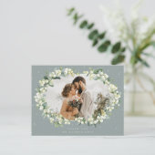 Green Snowberry+Eucalyptus Wedding Danke Foto Postkarte (Stehend Vorderseite)