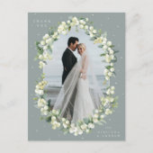Green Snowberry+Eucalyptus Wedding Danke Foto Postkarte (Vorderseite)