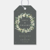 Green Snowberry+Eucalyptus Wedding Liebe & Danke Geschenkanhänger (Vorderseite)