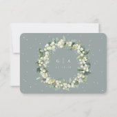 Green Snowberry+Eucalyptus Wedding Multi-Event RSVP Karte (Rückseite)