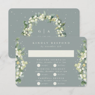 Green Snowberry+Eucalyptus Wedding Multi-Event RSVP Karte