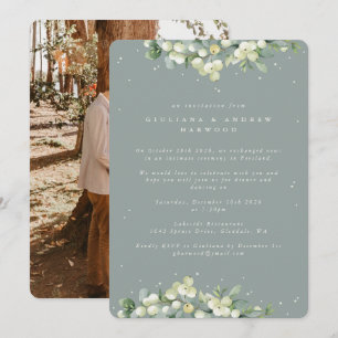 Green Snowberry+Eucalyptus Wedding Reception Foto Einladung