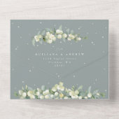 Green Snowberry+Eucalyptus Wedding Reception Only All In One Einladung (Rückseite)