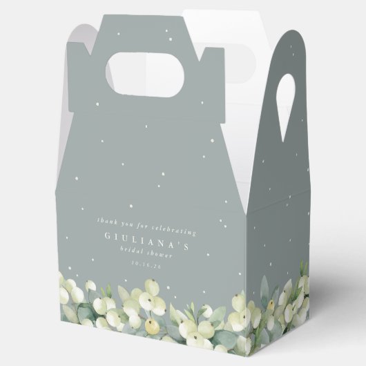 Green Snowberry+Eucalyptus Winter Brautparty Geschenkschachtel (Geöffnet)