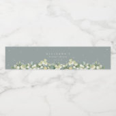 Green Snowberry+Eucalyptus Winter Brautparty Wasserflaschenetikett (Einzelnes Label)