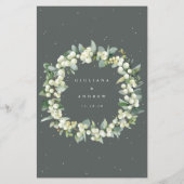 Green Snowberry+Eukalyptus 3 Course Wedding Menu (Rückseite)