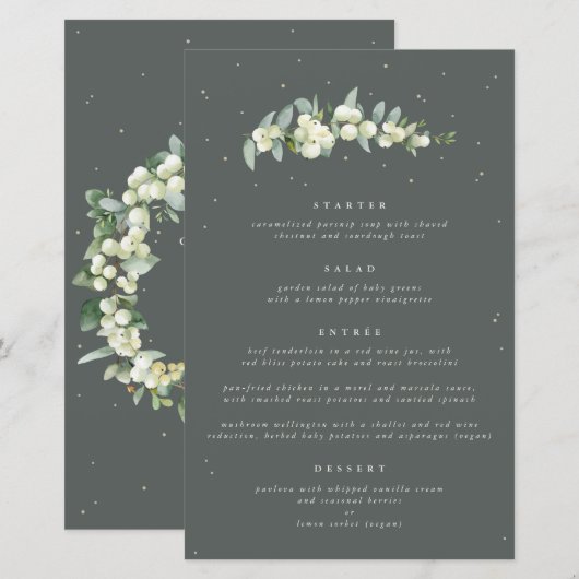 Green Snowberry+Eukalyptus 4 Course Wedding Menu (Vorne/Hinten)