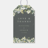 Green Snowberry+Eukalyptus Wedding Liebe + Danke Geschenkanhänger (Vorderseite)