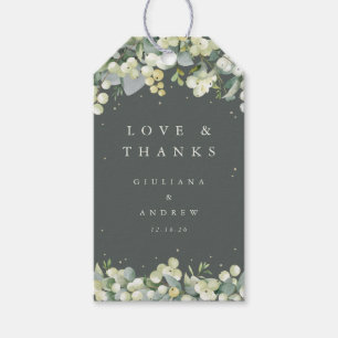 Green Snowberry+Eukalyptus Wedding Liebe + Danke Geschenkanhänger