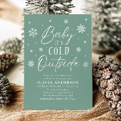 Green Snowflake Baby Es ist kalt draußen Babydusch Einladung