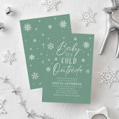 Green Snowflake Baby Es ist kalt draußen Babydusch Einladung