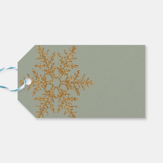 Green Snowflake Gold Glitzer Geschenkanhänger (Rückseite Horizontal)