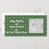 Green Snowflake Holiday Foto Cards Feiertagskarte (Vorne/Hinten)