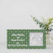 Green Snowflake Holiday Foto Cards Feiertagskarte (Stehend Vorderseite)