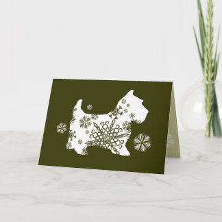 Green Snowflake Hund Holiday Grußkarte Feiertagskarte