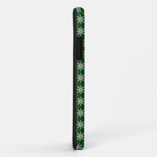 Green Snowflake iPhone Case (Hinten/Rechts)