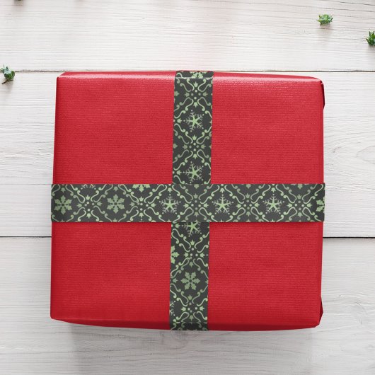 Green Snowflake Muster Weihnachten Satinband