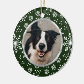 Green Snowflake Paw Muster Pet Foto Keramik Ornament (Links)