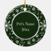 Green Snowflake Paw Muster Pet Foto Keramik Ornament (Hinten)