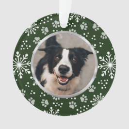 Green Snowflake Paw Muster Pet Foto Ornament