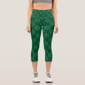 Green Snowflake Star Pattern Capri Leggings (Vorderseite)