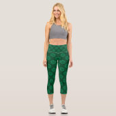 Green Snowflake Star Pattern Capri Leggings (Vorderseite)
