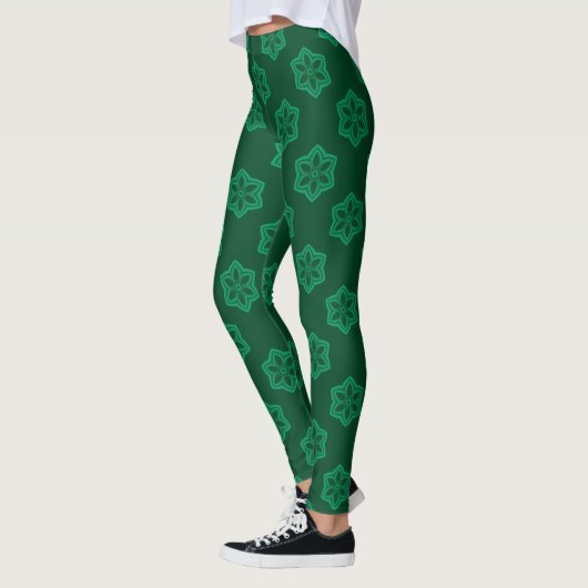Green Snowflake Star Pattern Leggings (Links)