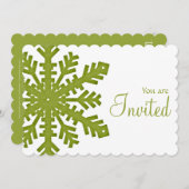 Green Snowflake Winter Dinner Party Einladung 1 (Vorne/Hinten)