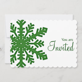 Green Snowflake Winter Dinner Party Einladung 2